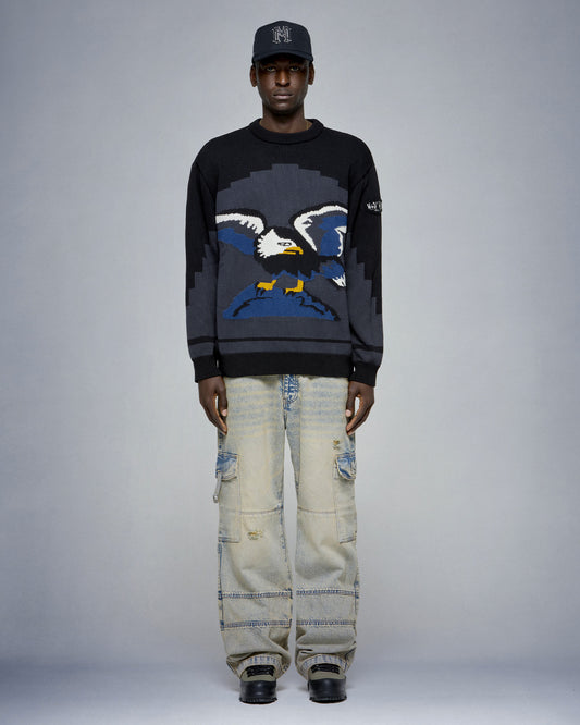 "Eagle" Knitted Black Sweater