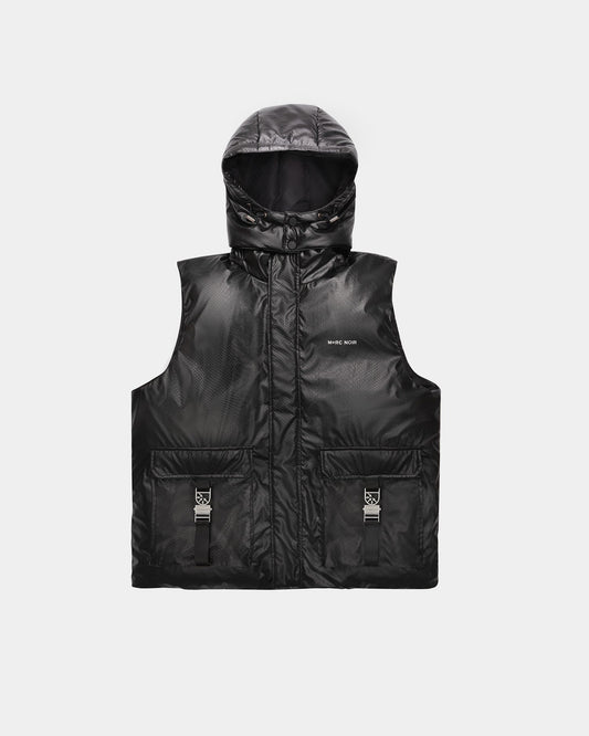 “Baby Alligator” Goose Down Black Vest - mrcnoir