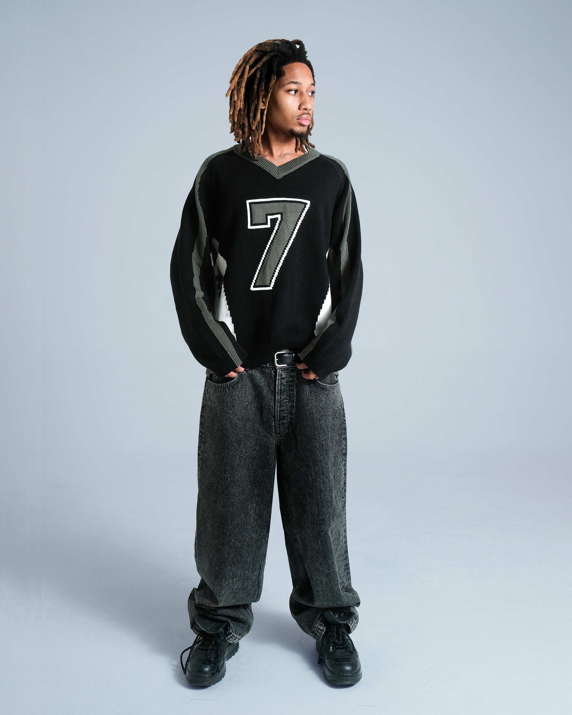 "Seven Lives" Football Knitted Sweater - mrcnoir