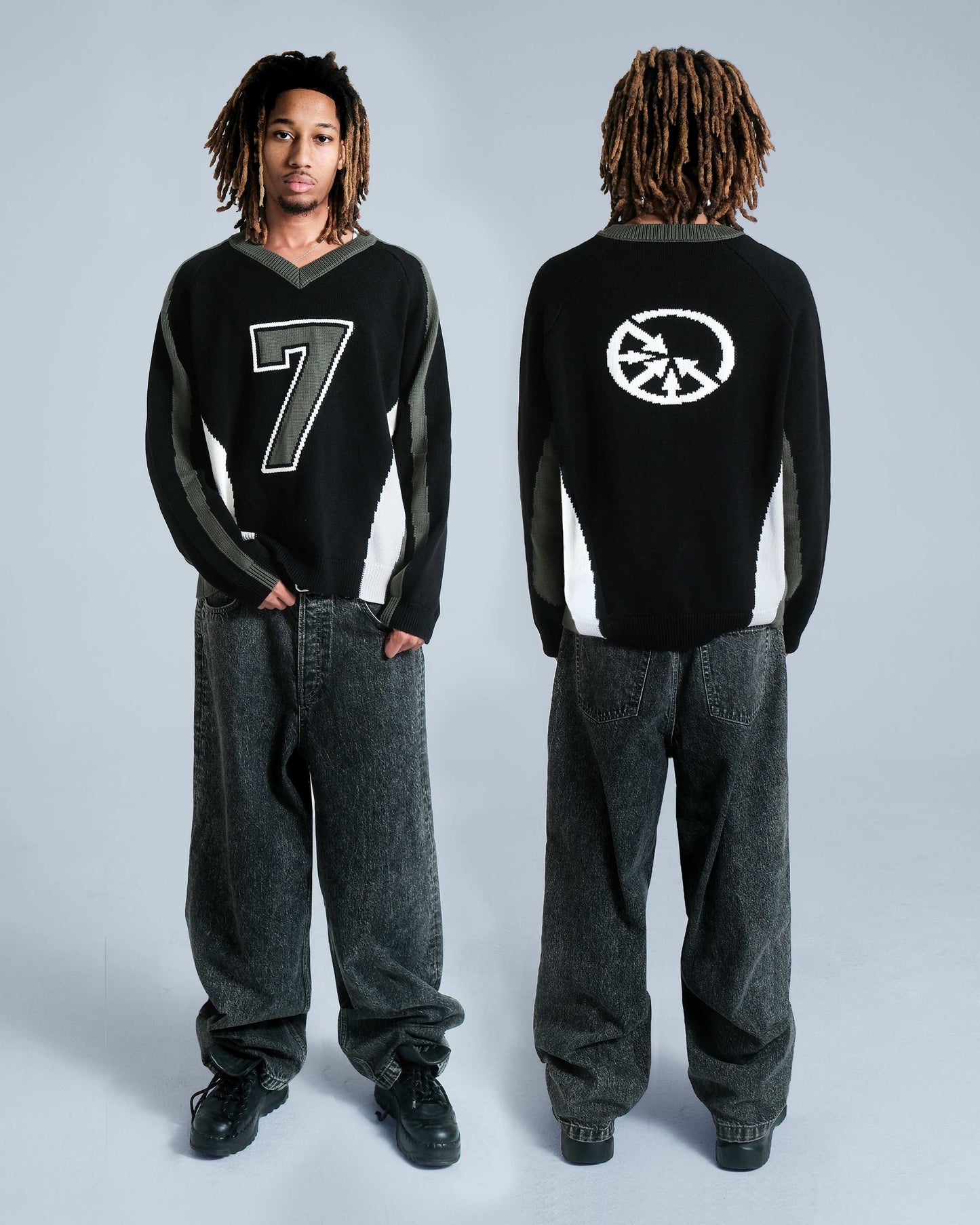 "Seven Lives" Football Knitted Sweater - mrcnoir