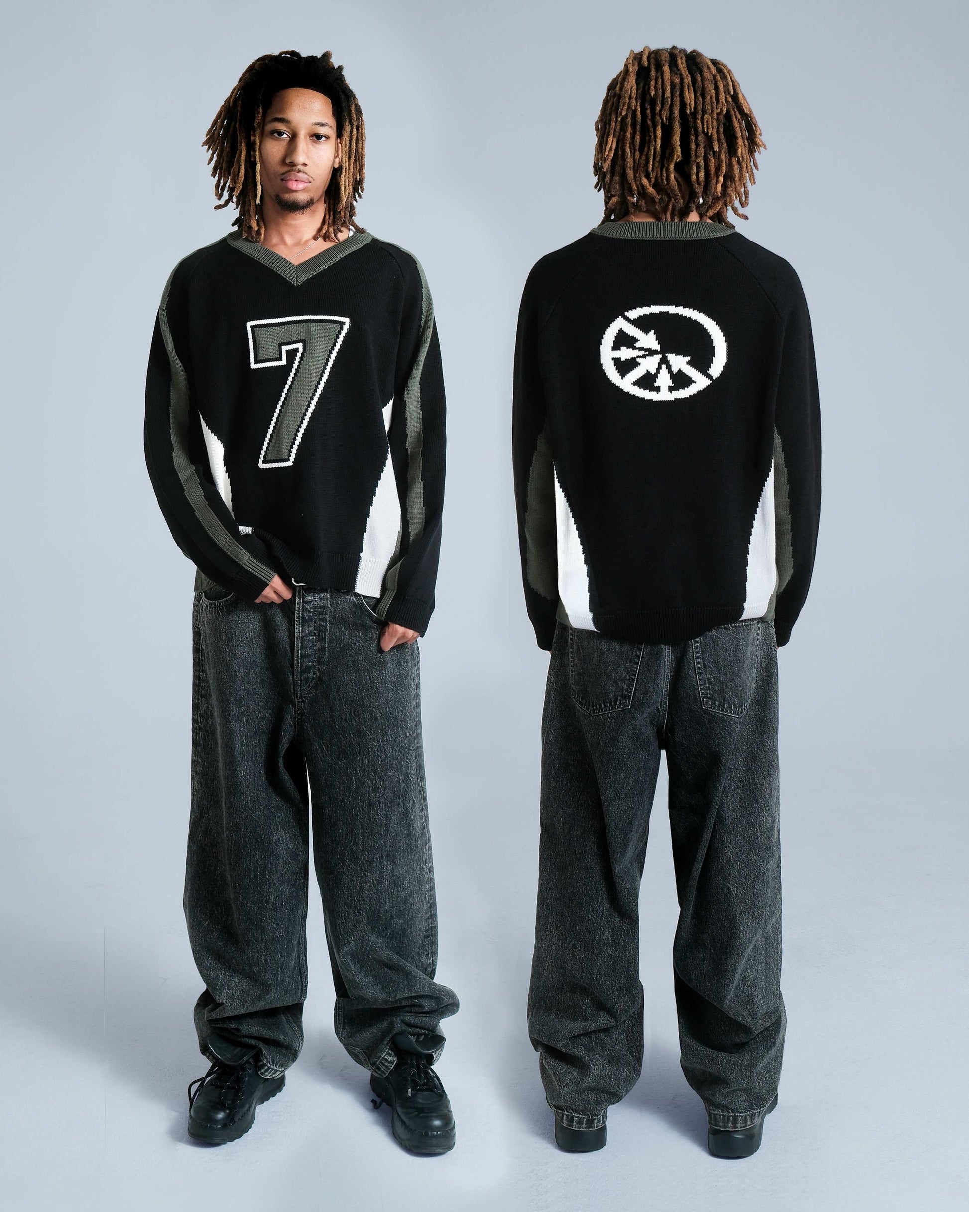 "Seven Lives" Football Knitted Sweater - mrcnoir